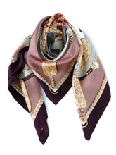 Foulard fantasia in beige/grigio in pura seta stampata BERENIKE